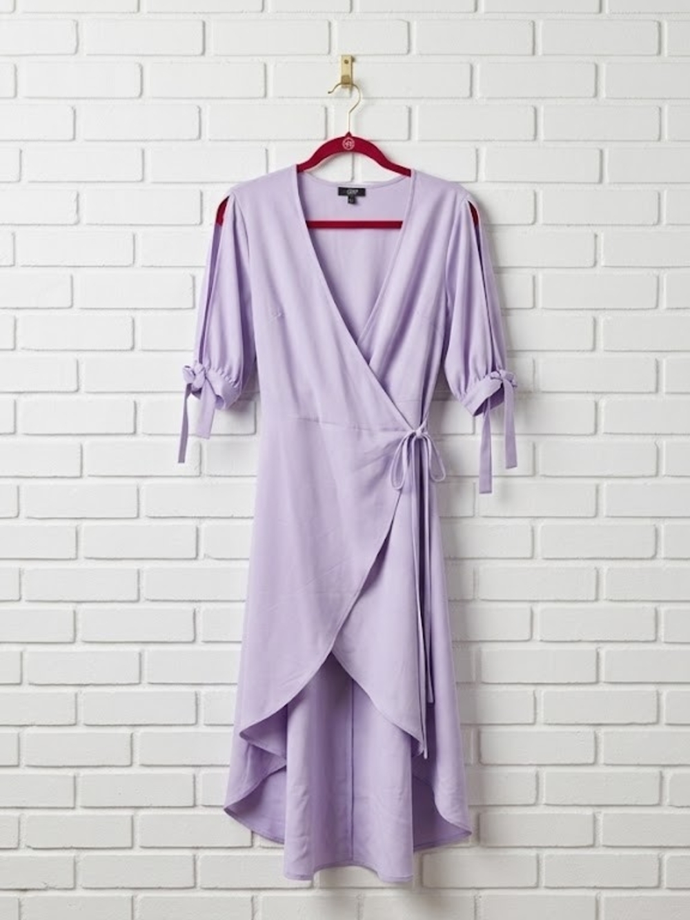Topshop Lavender High-Low Wrap Midi Dress - Picture 2 of 6